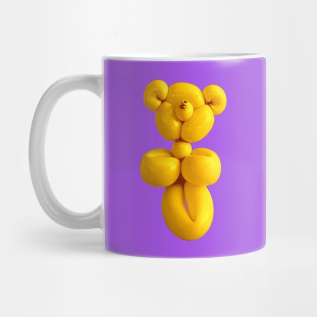 Yellow teddy bear balloon on purple by CACreative